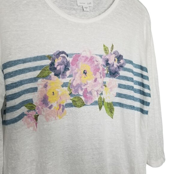 J Jill Love Linen Size S Shirt Lightweight Knit Pullover Floral 3/4 Sleeves - Picture 3 of 5